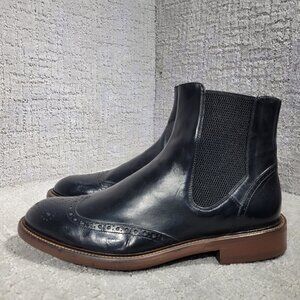 J&M EST. 1850 Bryson Men's Size 8M Black Leather Wingtip Zipper Ankle Boot Italy